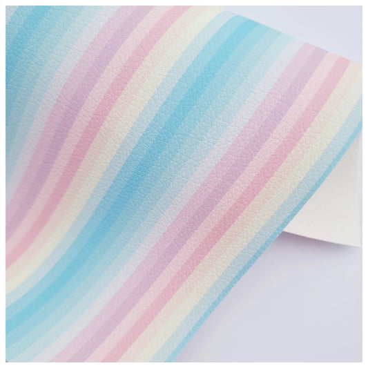 Pastel Stripes Litchi Leather