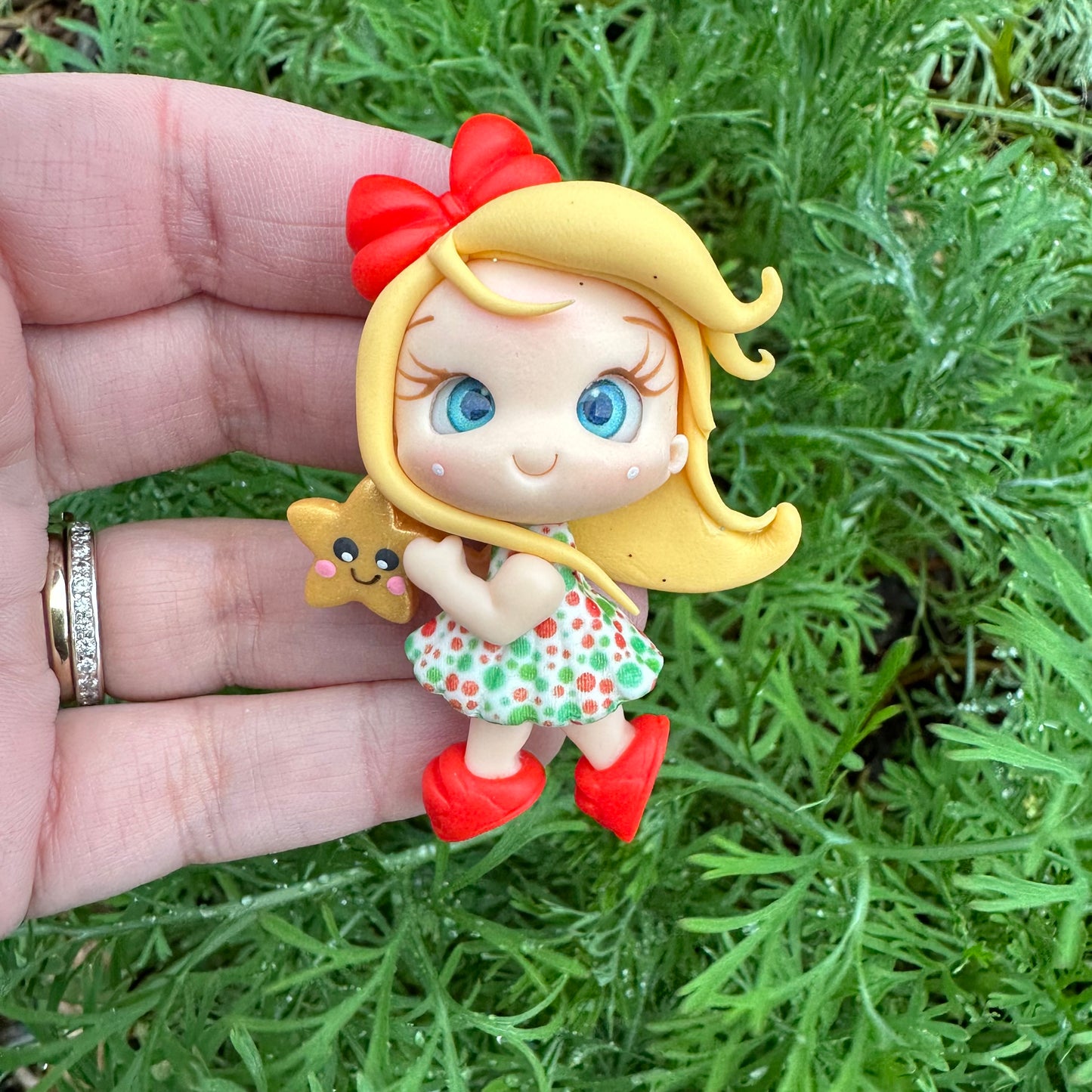 Custom Christmas Girl Clay Bow