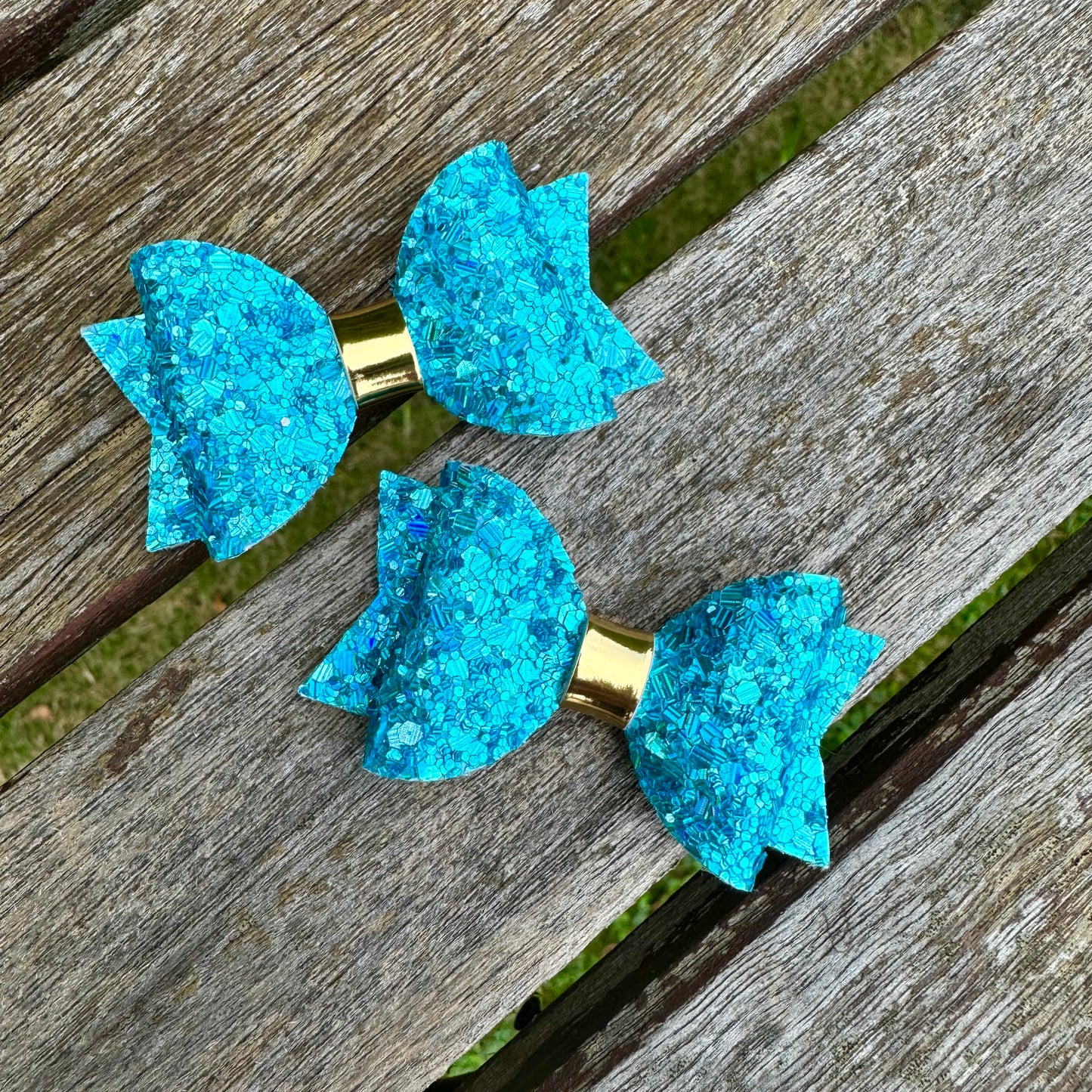 Baby Dolly Glitter Bows// Light Blue Holographic