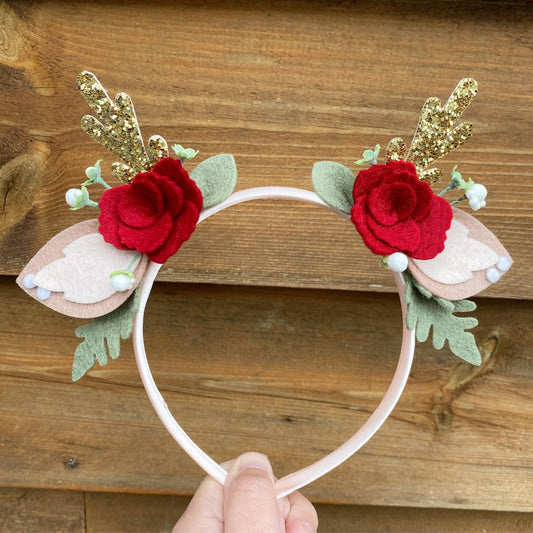 OOAK Felt Fawn Headband (Red)