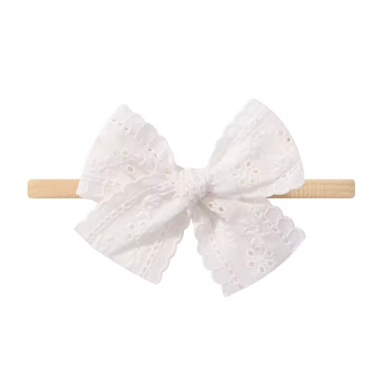 Lace Bow on Nylon Headband