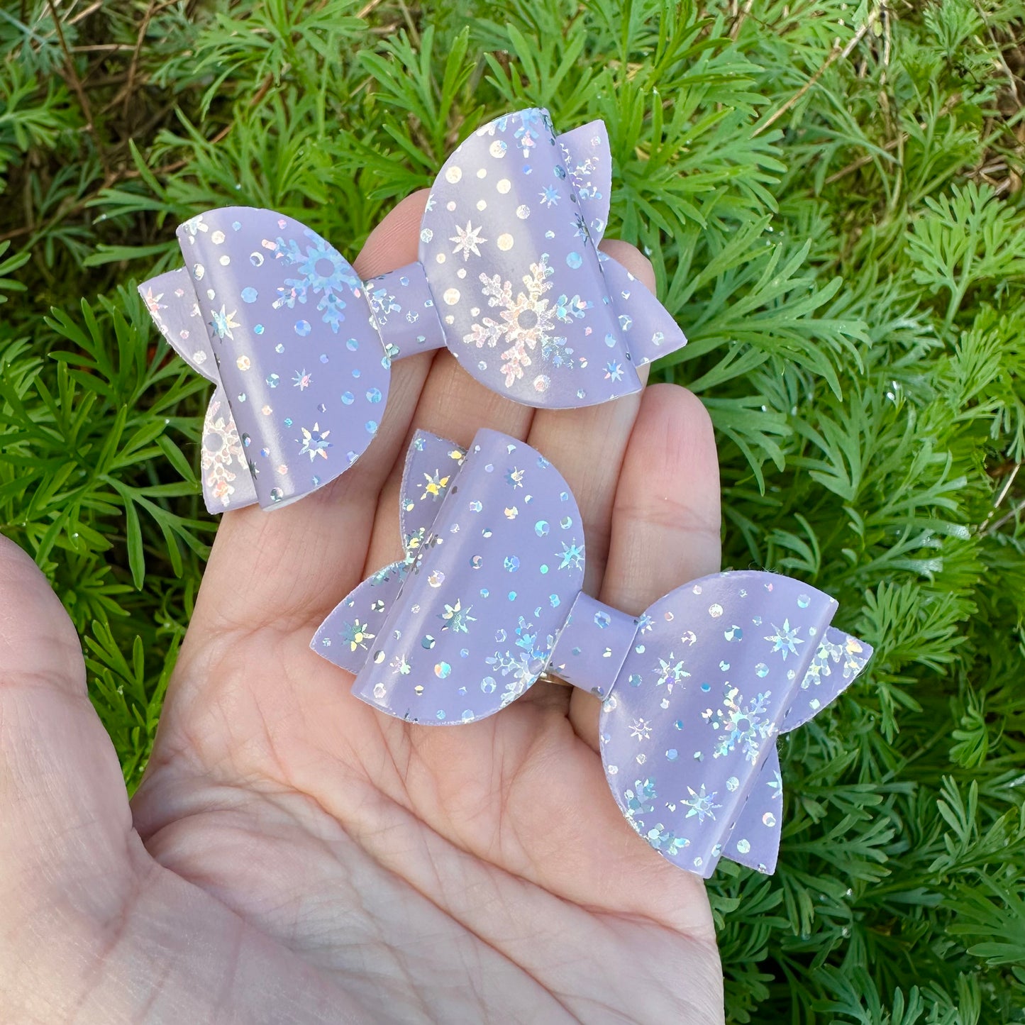 Purple Iridescent Snowflake Mini Beauty Bows