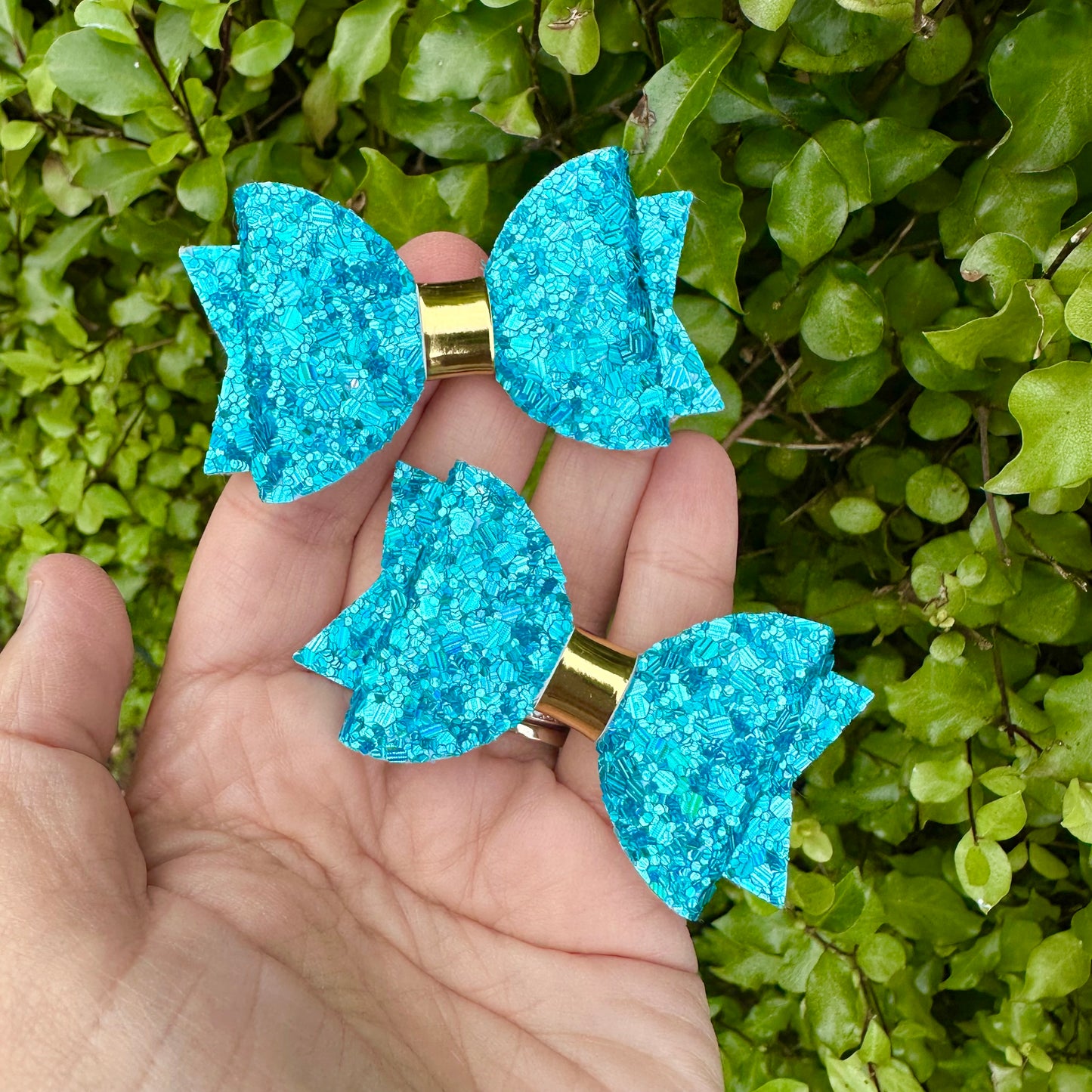 Baby Dolly Glitter Bows// Light Blue Holographic