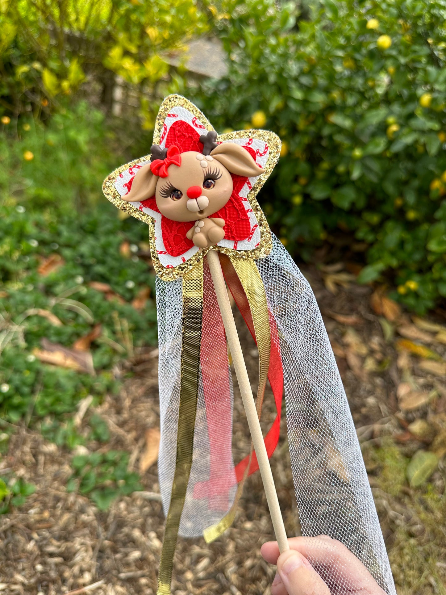 OOAK Reindeer Clay Wand