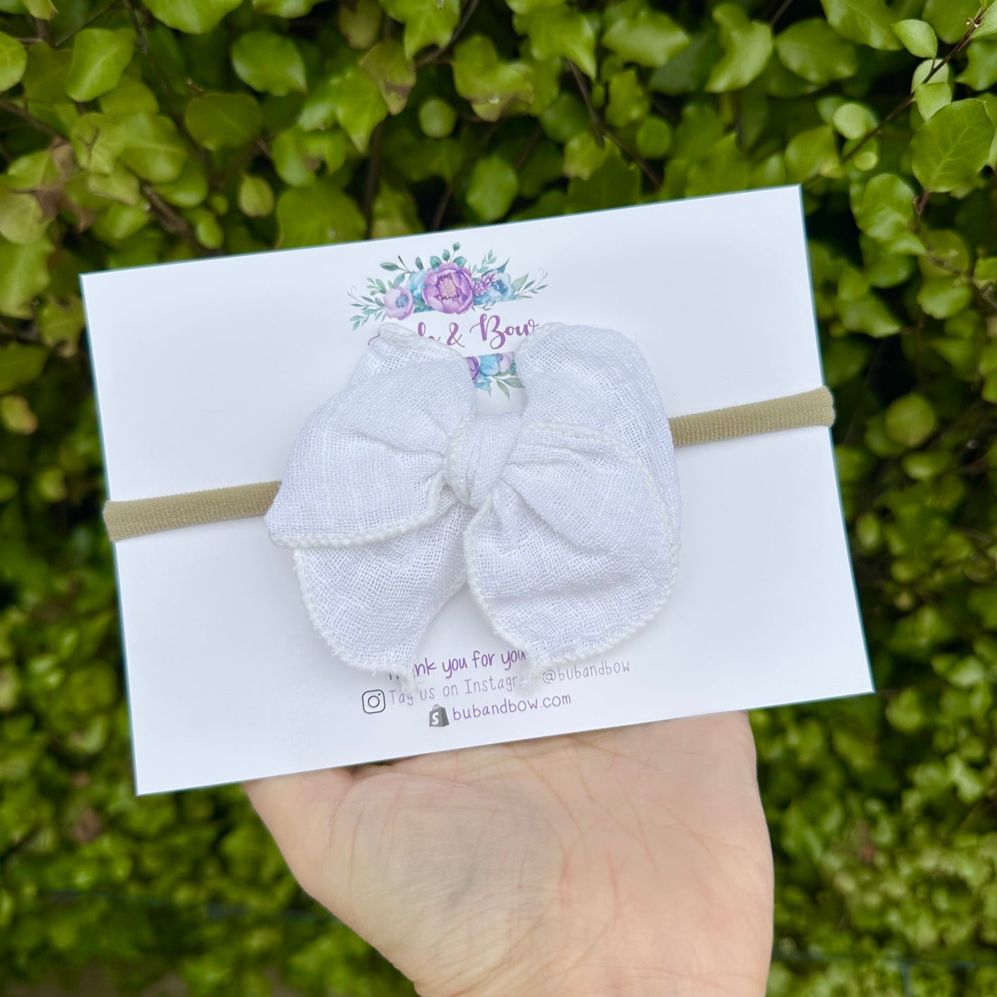 Fabric Bow on Nylon Headband