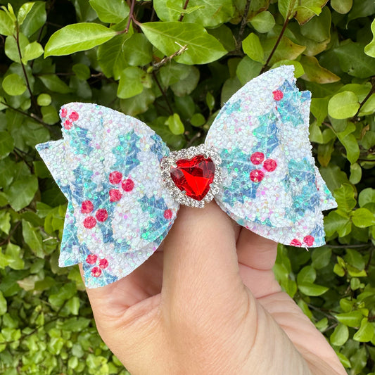 OOAK Holly Glitter Embellished Dolly Bow