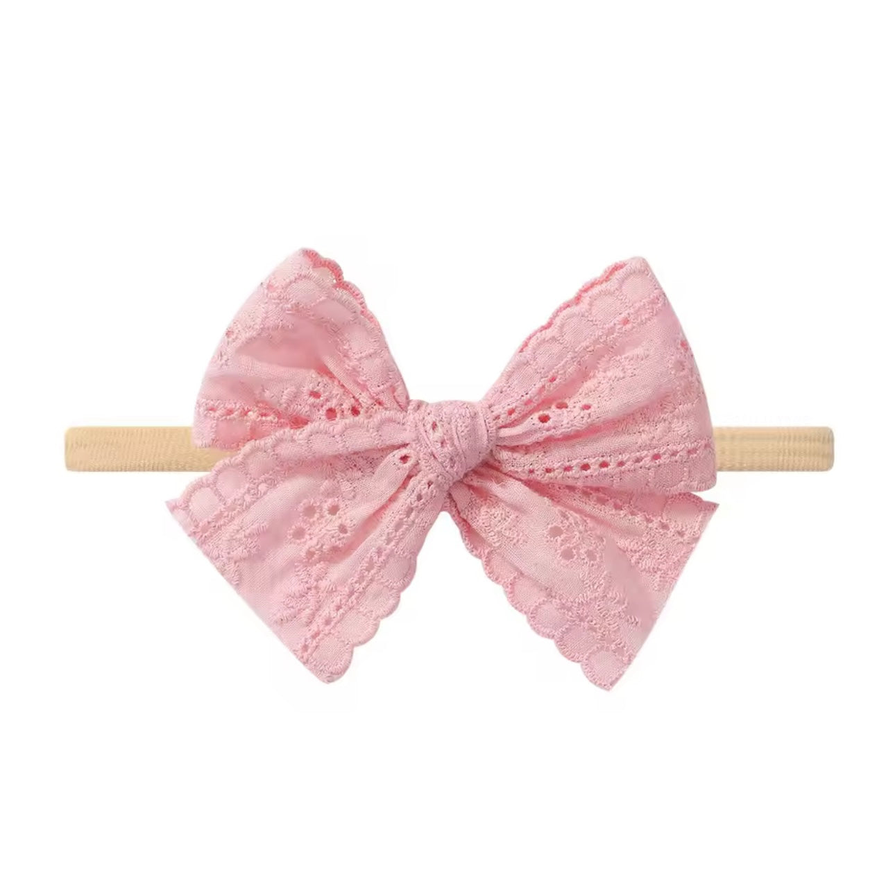 Lace Bow on Nylon Headband