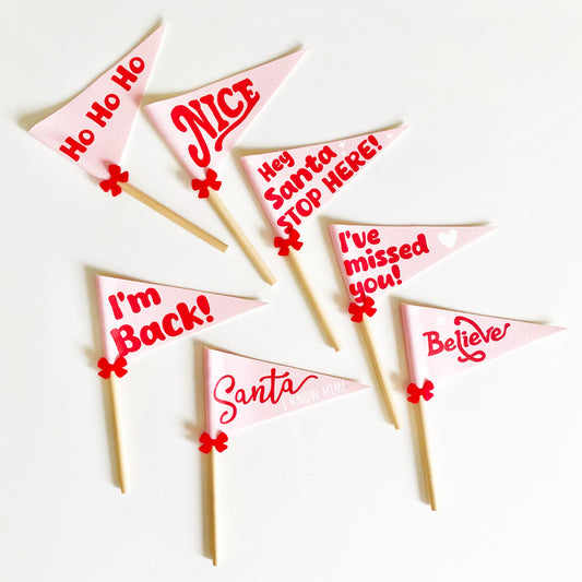 Naughty Elf Flags (Red/ Pink Designs)