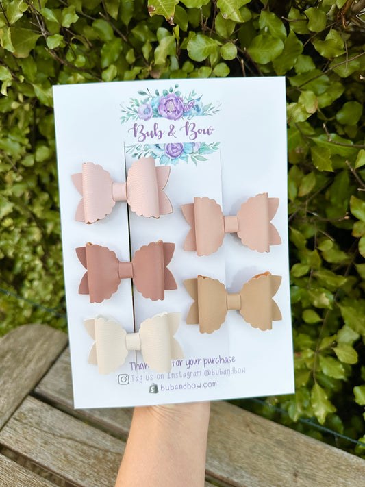 Neutral/ Muted Pinks Scalloped Bow Set