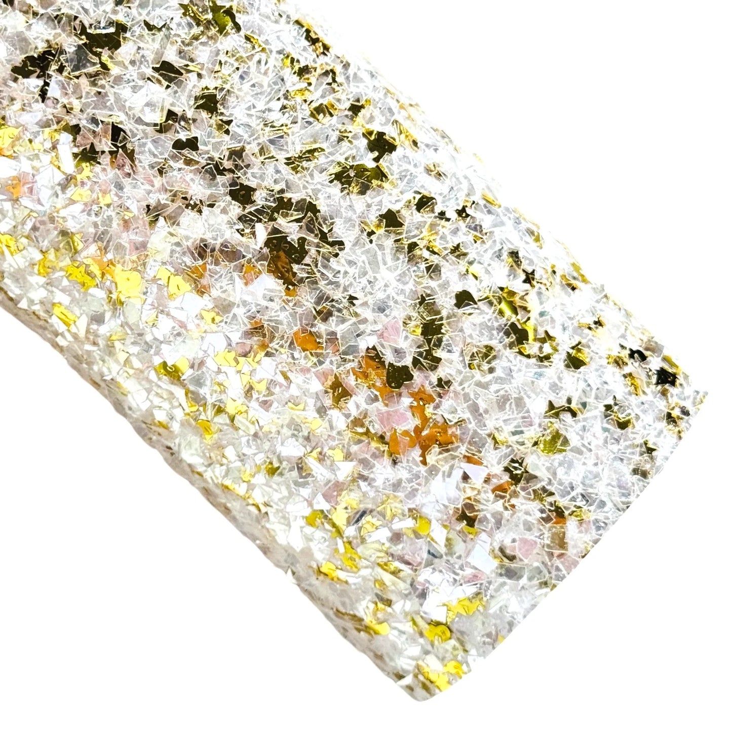 Glam Ice Chunky Glitter Fabric - White and Gold