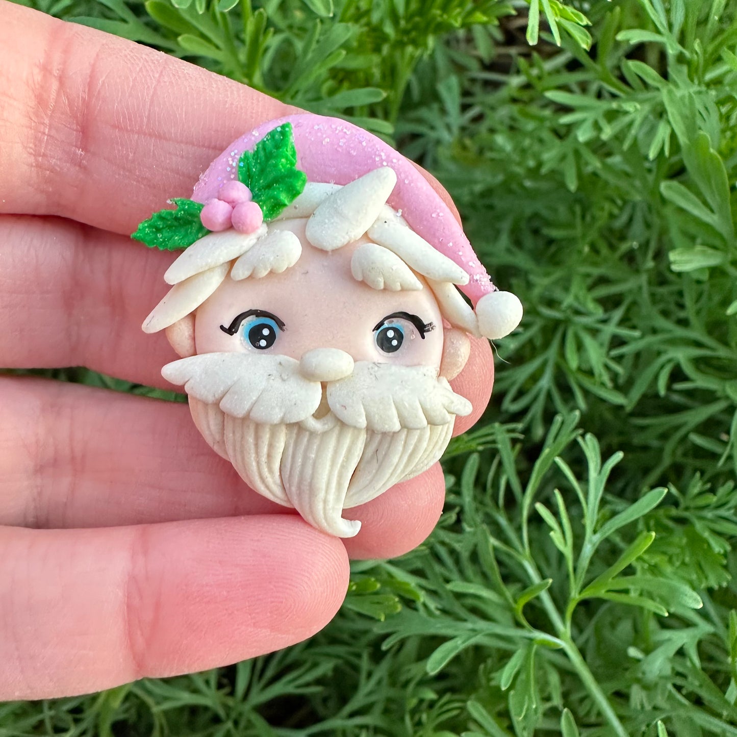 Custom Christmas Pink Santa Clay Bow