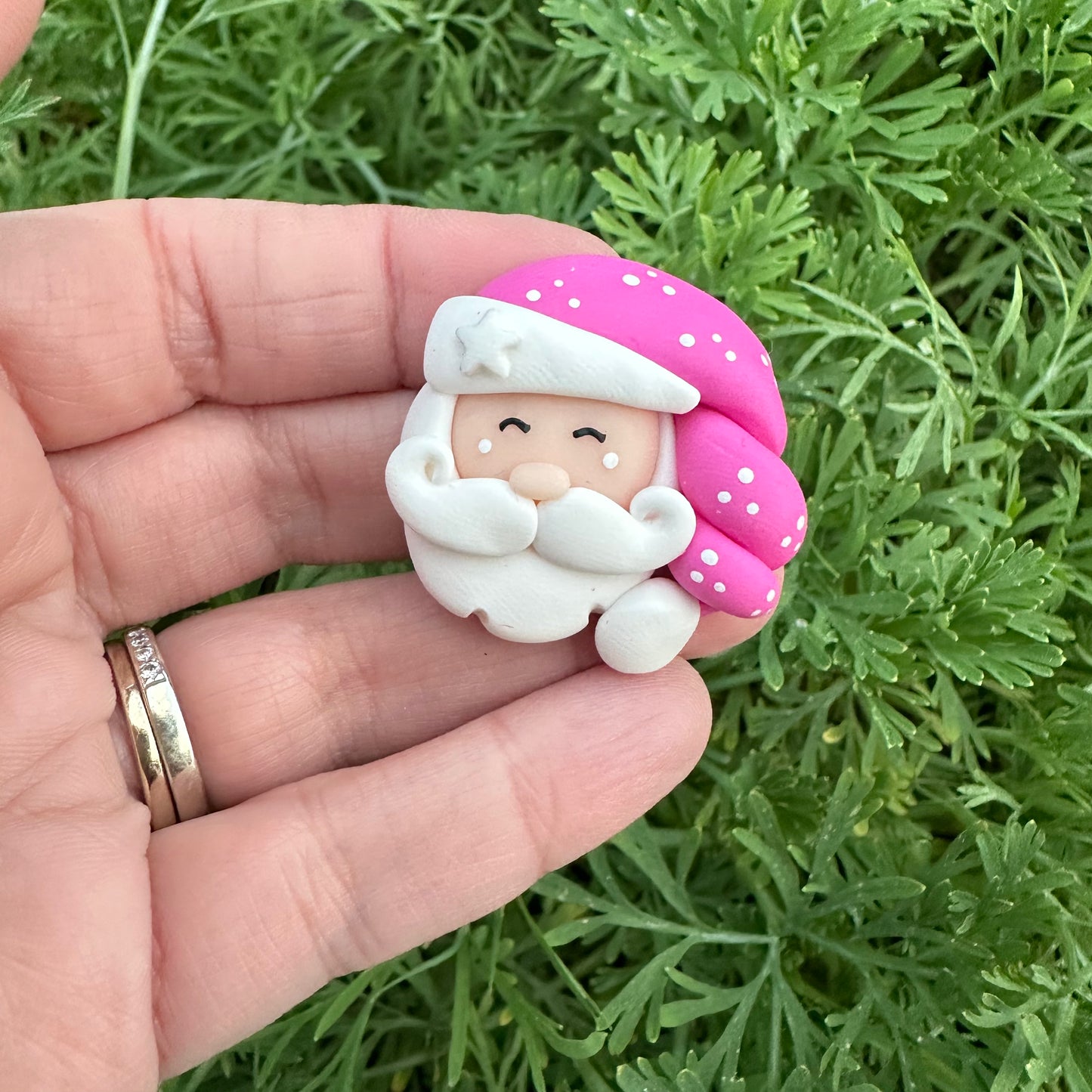 Custom Pink Santa Clay Bow