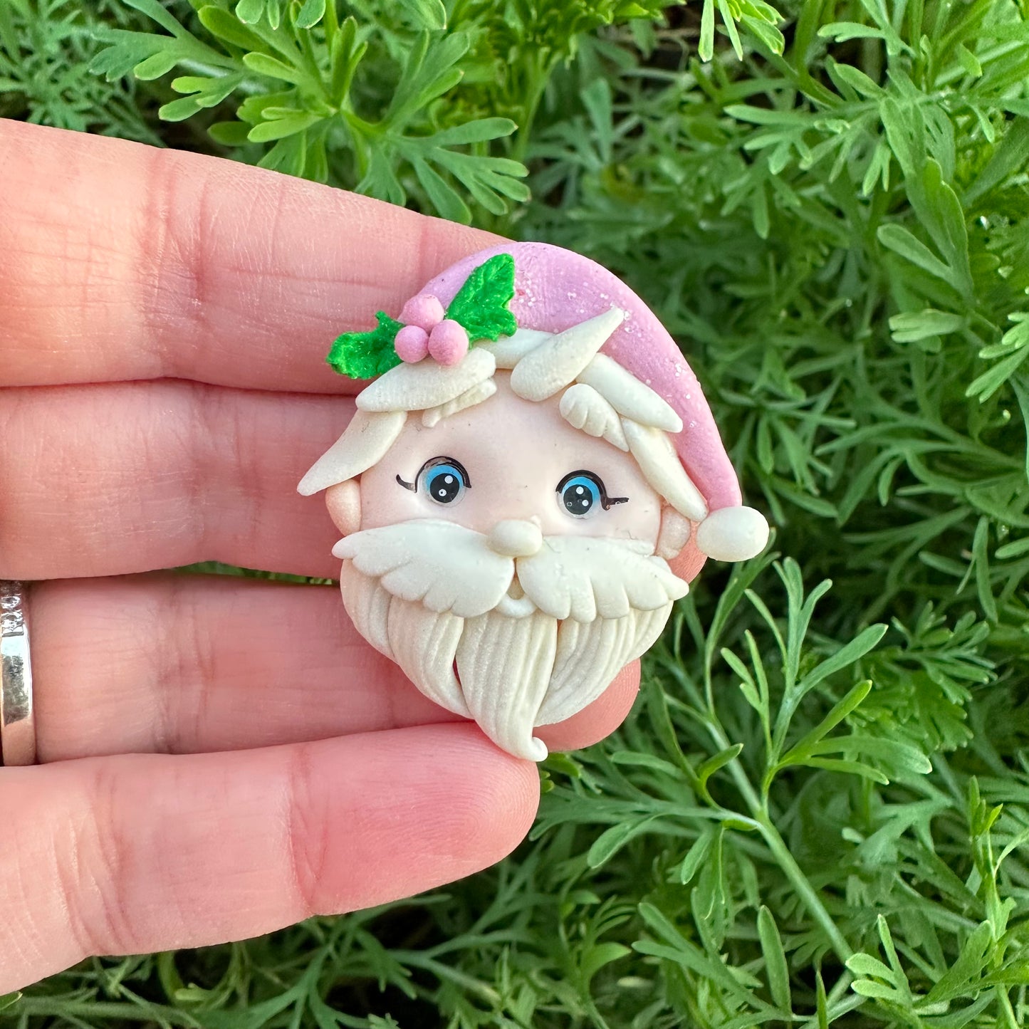 Custom Christmas Pink Santa Clay Bow