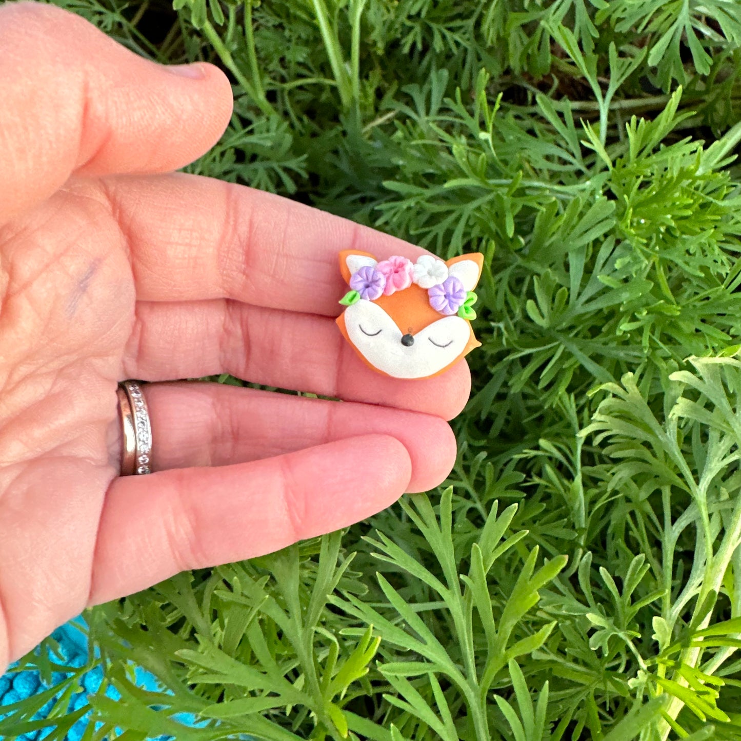 Custom Floral Fox Clay Bow