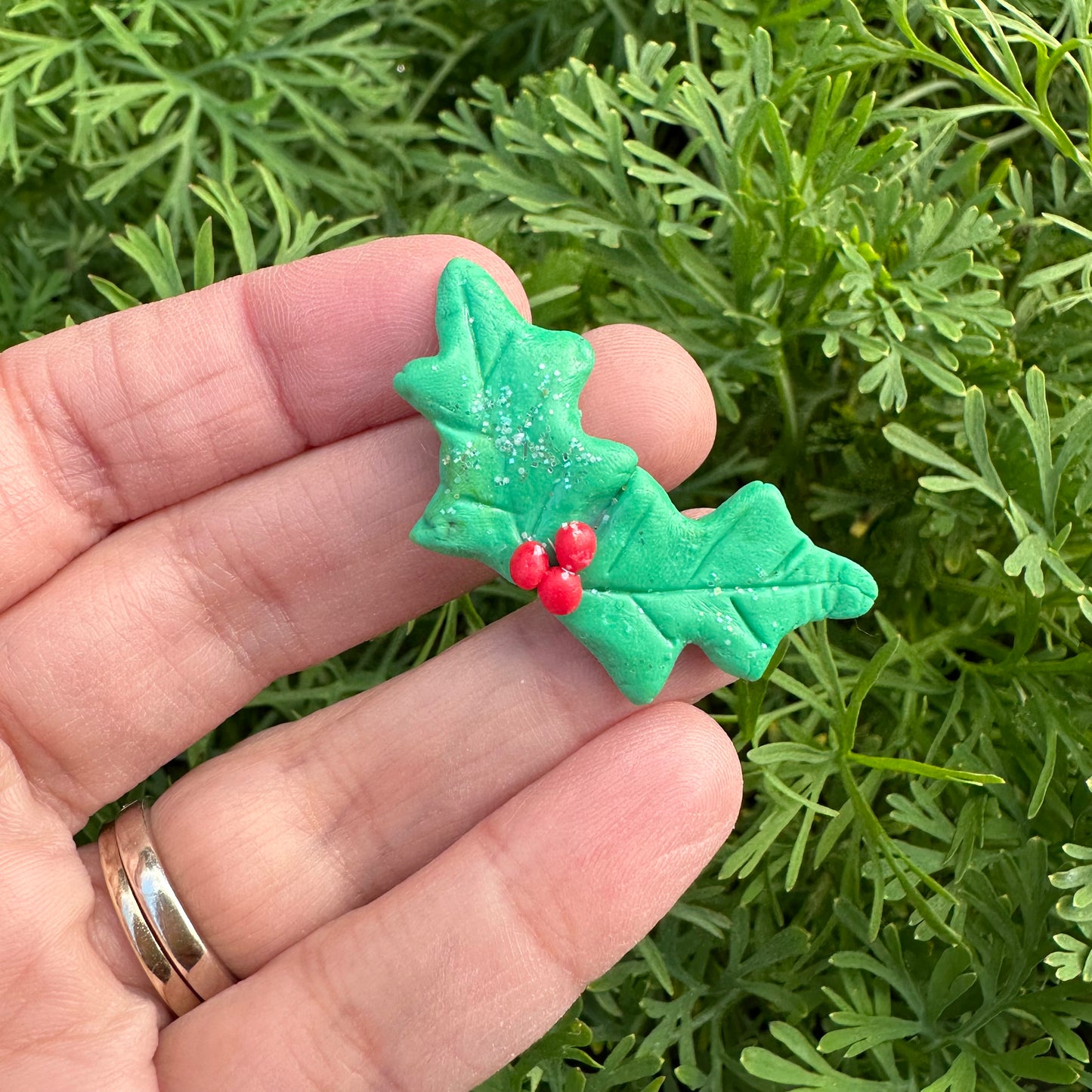 Custom Christmas Holly Clay Bow