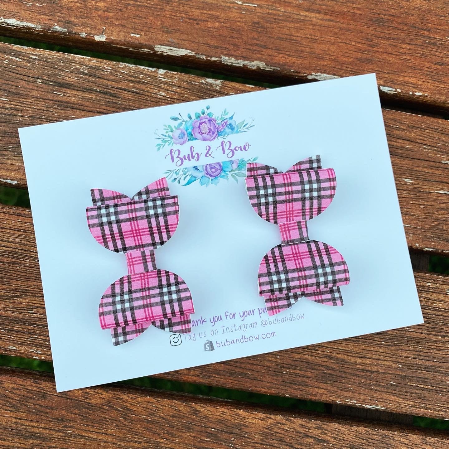 Pink Checkered Mini Beauty Piggy Clips