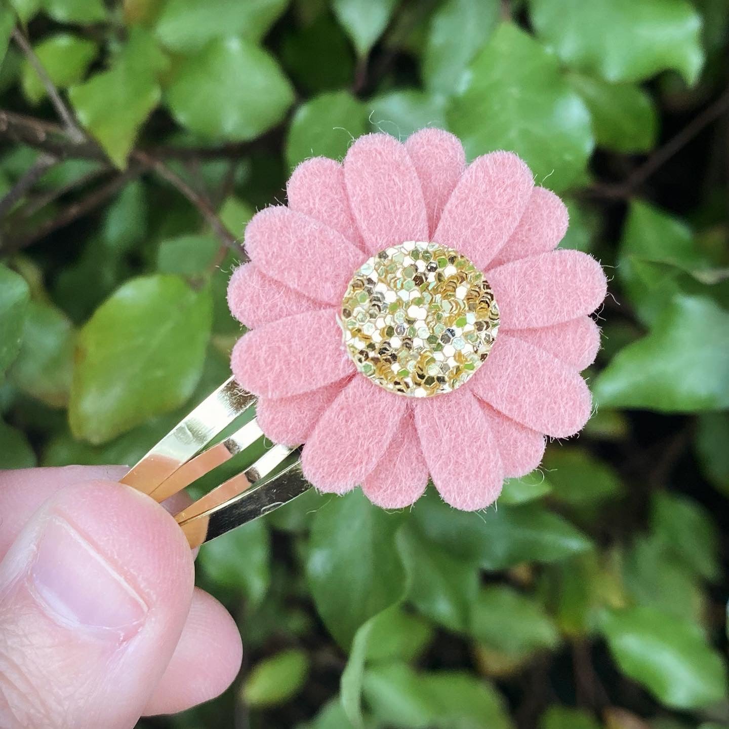 Felt Daisy Snap Clip (#63 Light Coral)