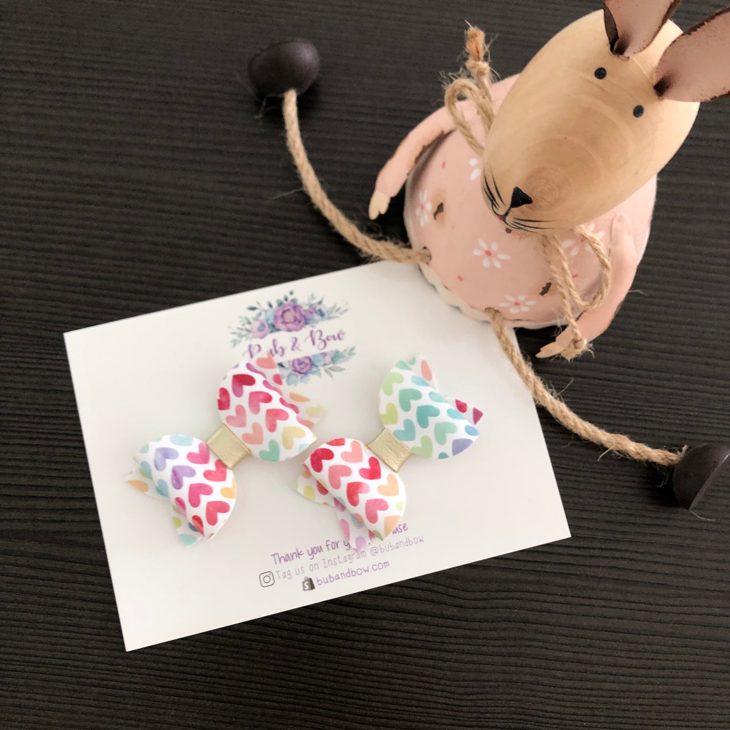 Pastel Hearts Mini Beauty Bow