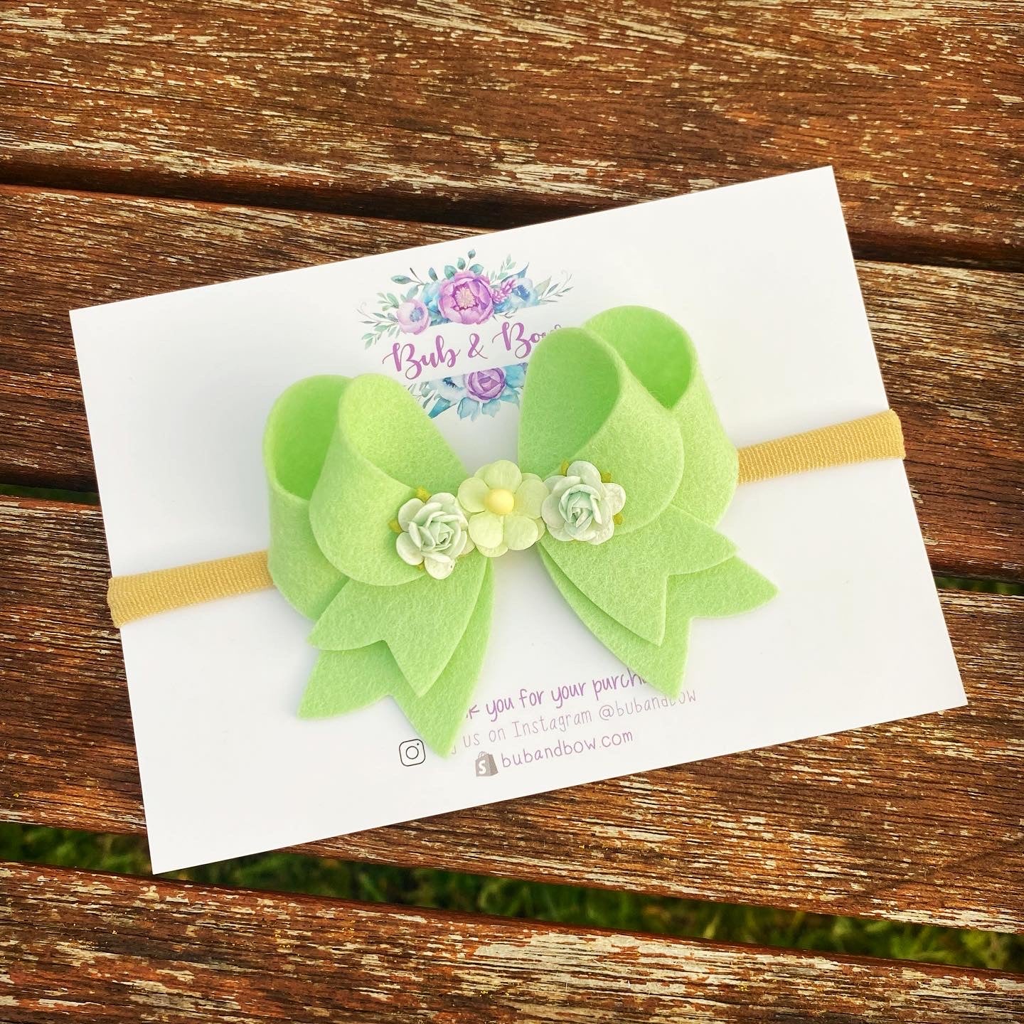 Franchi Fancy Felt Floral Bow (Granny Smith)