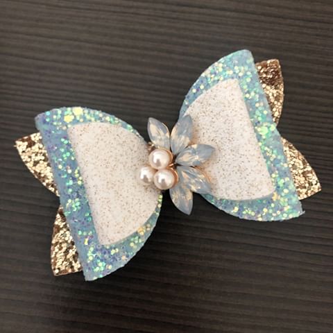 Gold & Blue Fancy Embellished Bow