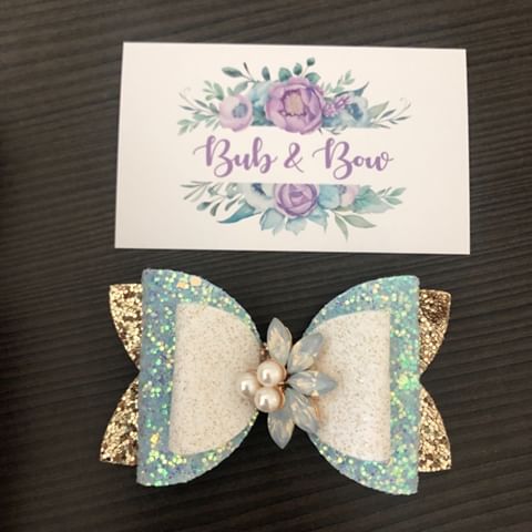Gold & Blue Fancy Embellished Bow