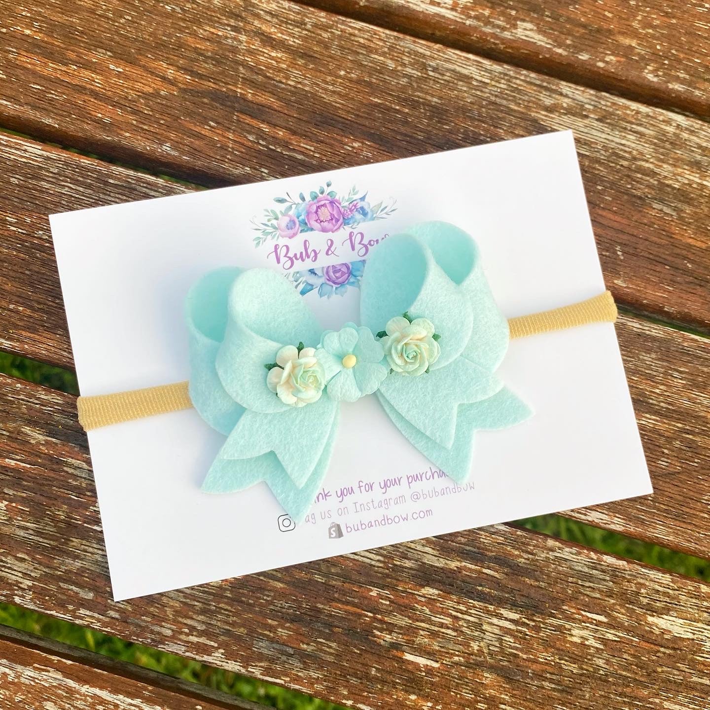 Franchi Fancy Felt Floral Bow (Barely Blue)