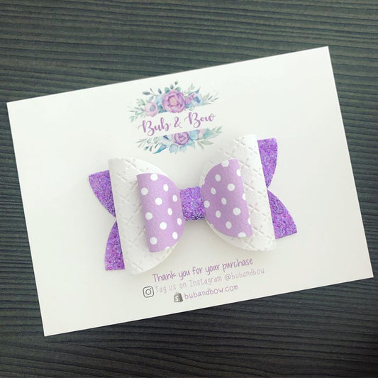 Purple Polka Dot Imogen bow