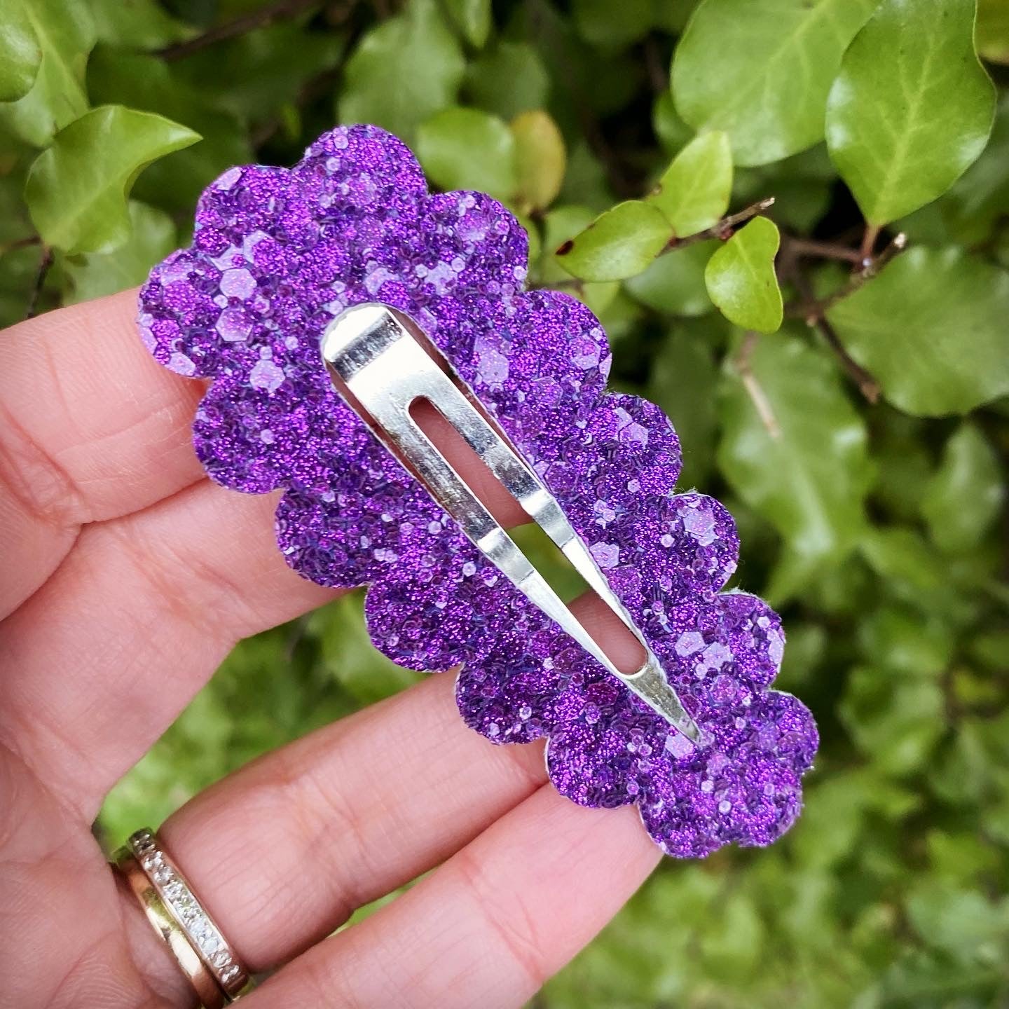 Purple Diamond Dust Large Snap Clip