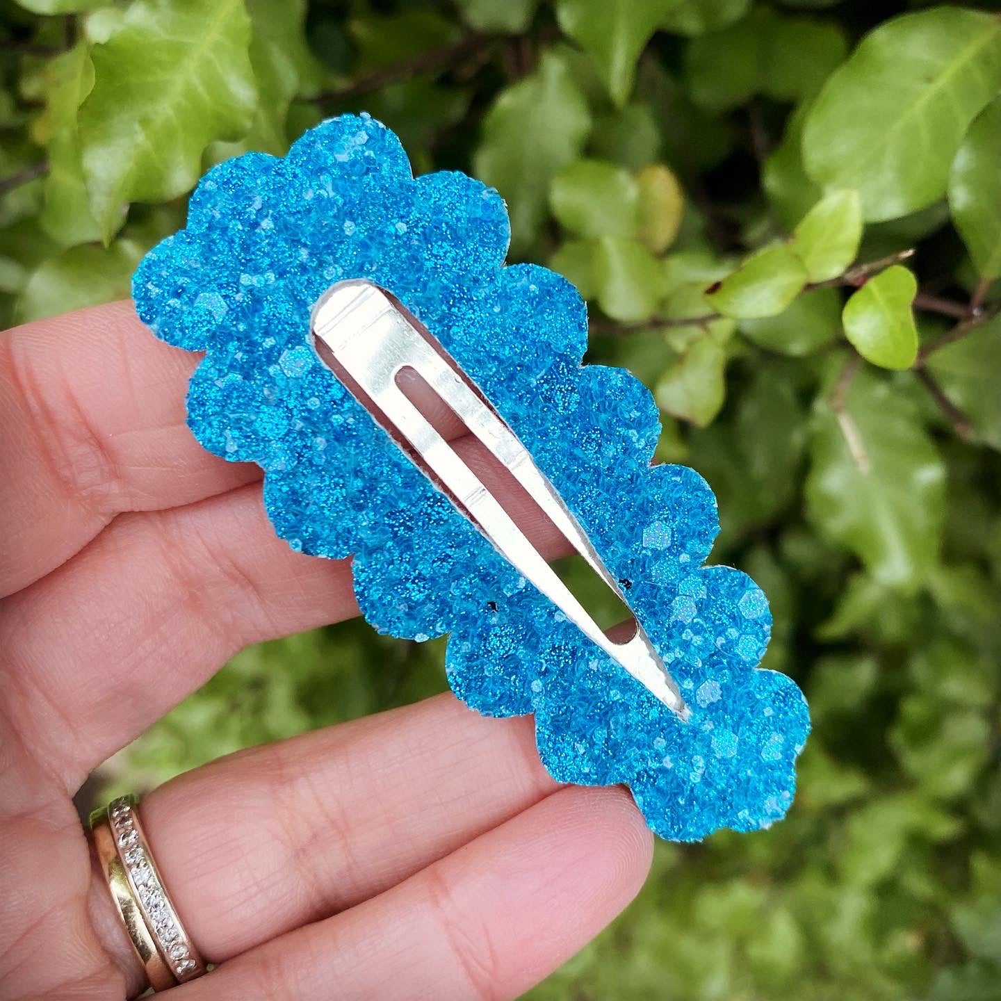 Cerulean Blue Diamond Dust Large Snap Clip