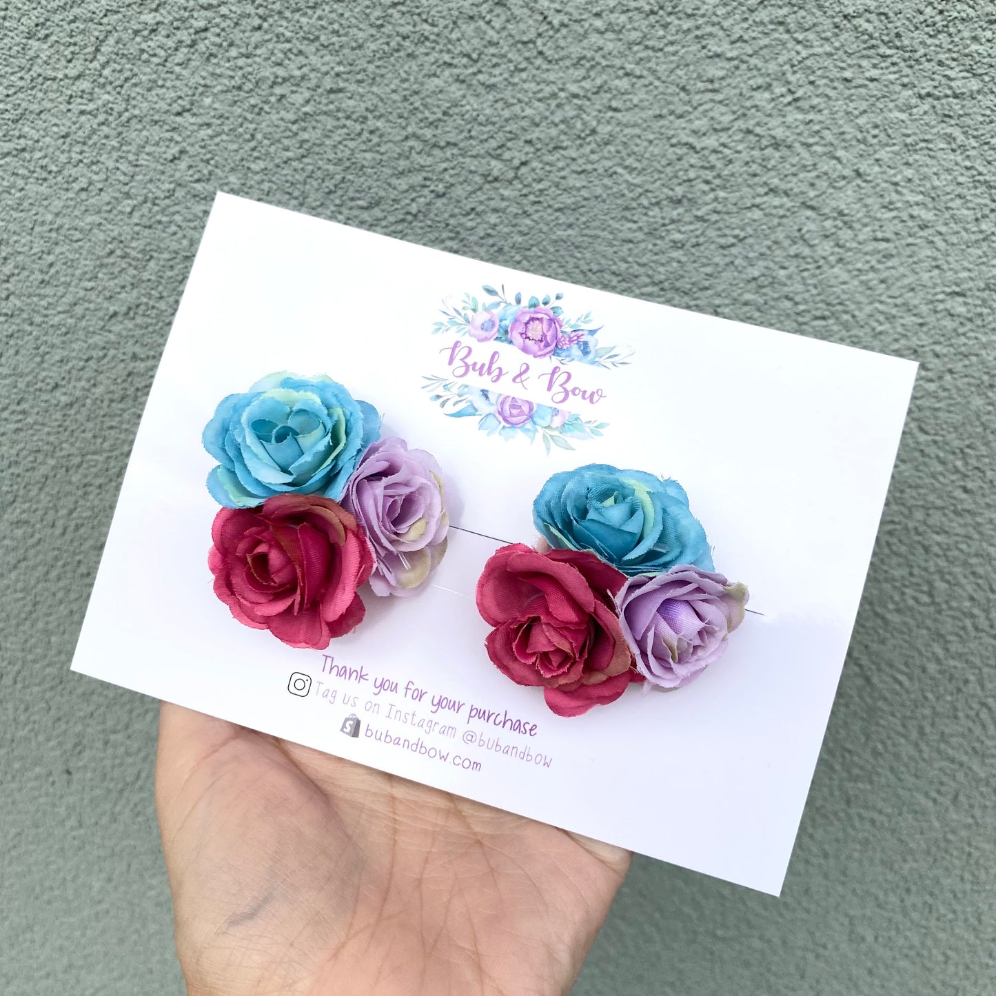 Fabric Flower Cluster Piggy Clips