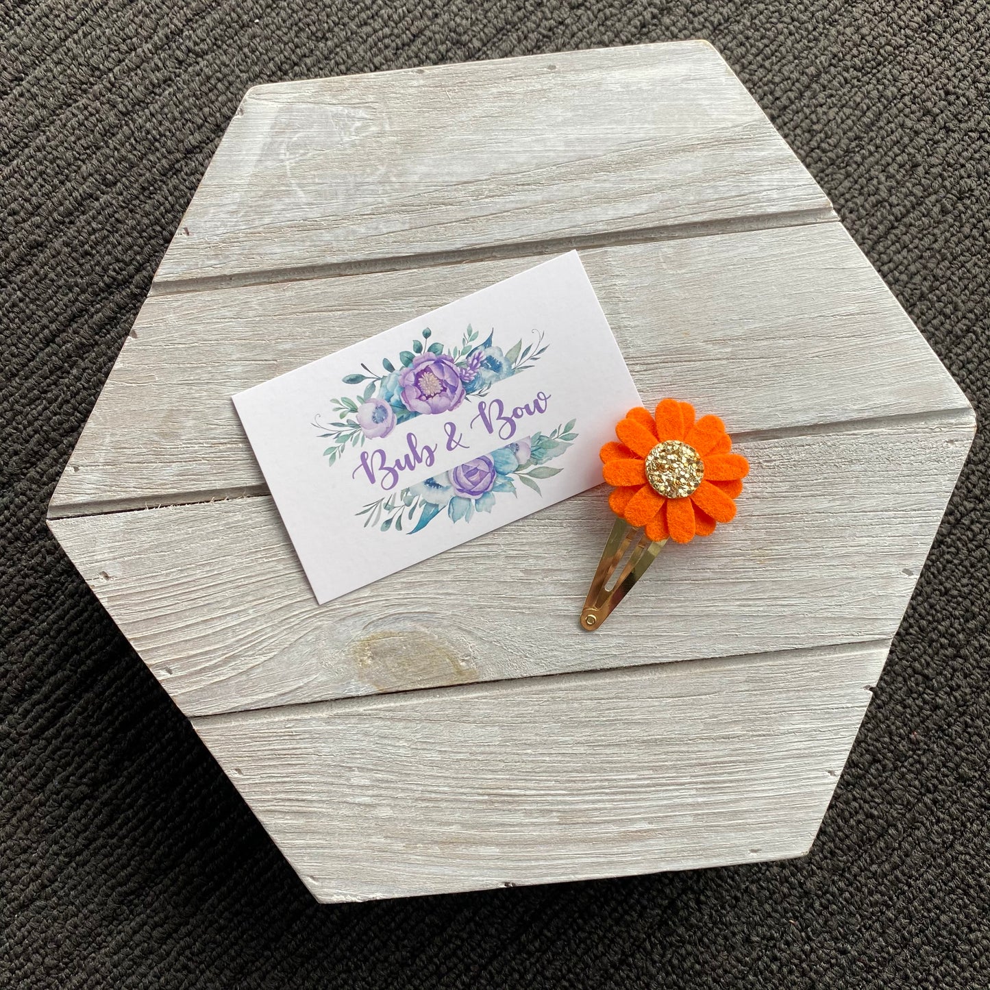 Felt Daisy Snap Clip (#8 Light Orange)