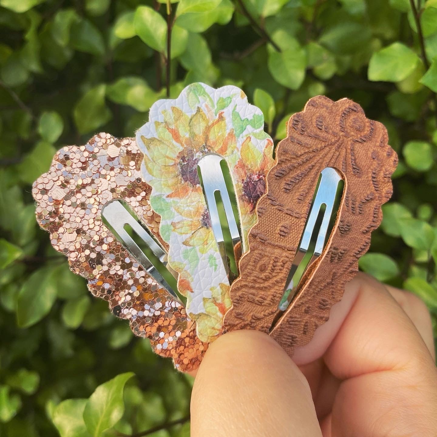 Sunflower Fields Scalloped Snap Clip Set (5cm)