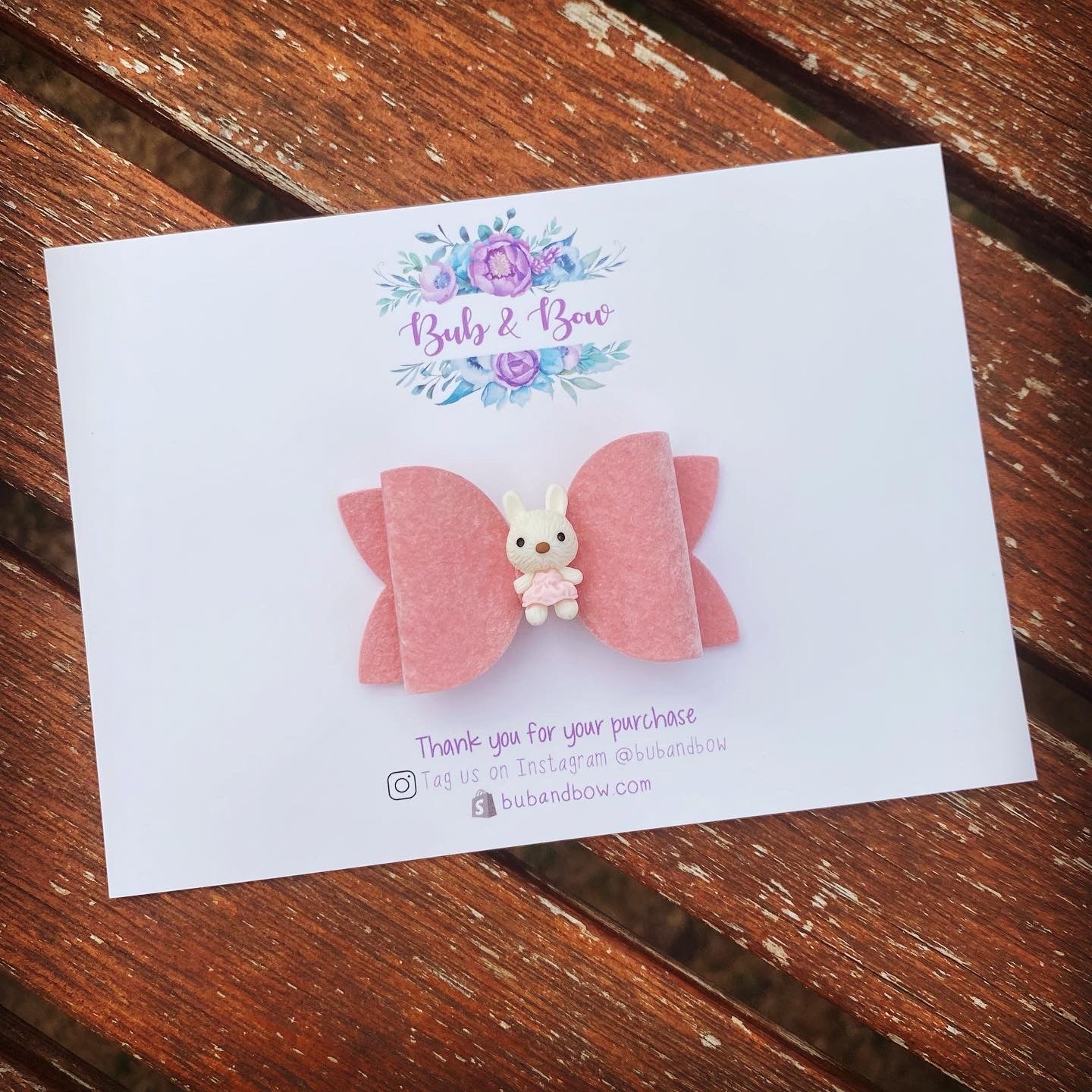 Blush Velvet Bunny Mini Beauty bows (each)