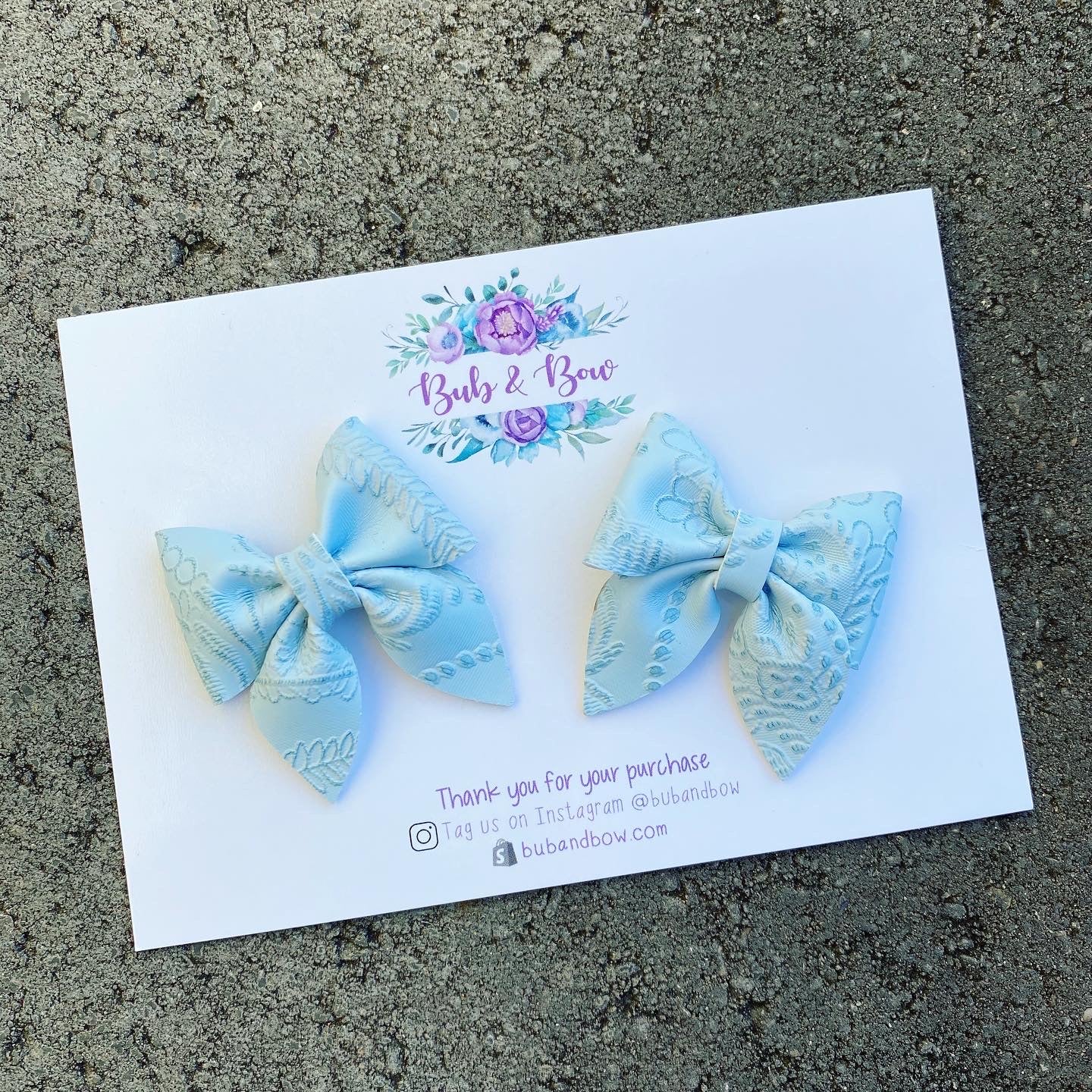 Vintage Floral Embossed Mini Sailor Piggy Clips (Baby Blue)