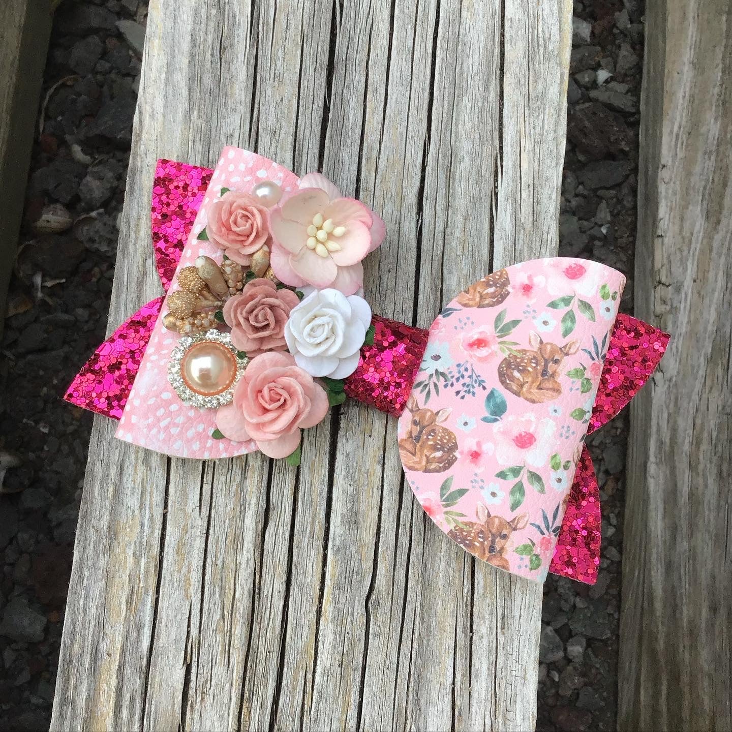OOAK Pink Deer Bow