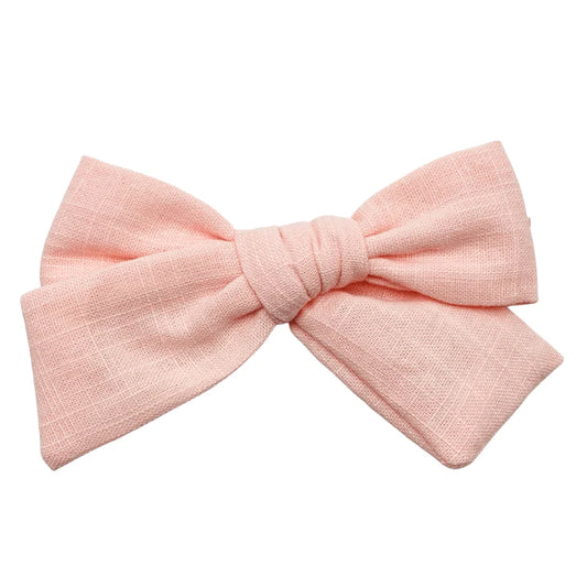 Peach Linen Bow 4"