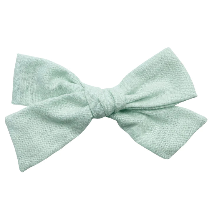 Mint Linen Bow 4"