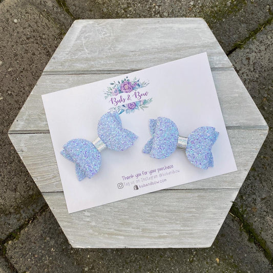 Periwinkle Glitter Mini Beauty Bow
