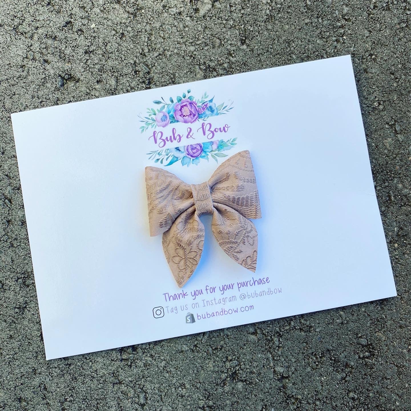Vintage Floral Embossed Mini Sailor Bow (Rosewood)