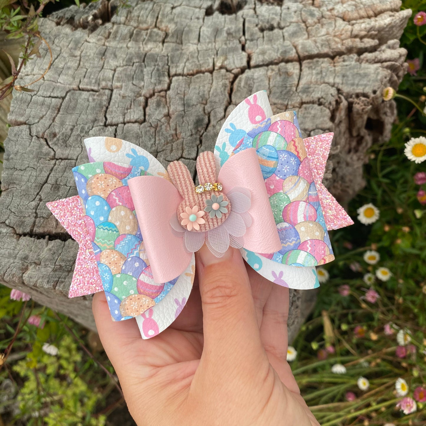 Pastel Eggs Embellished Easter Bow