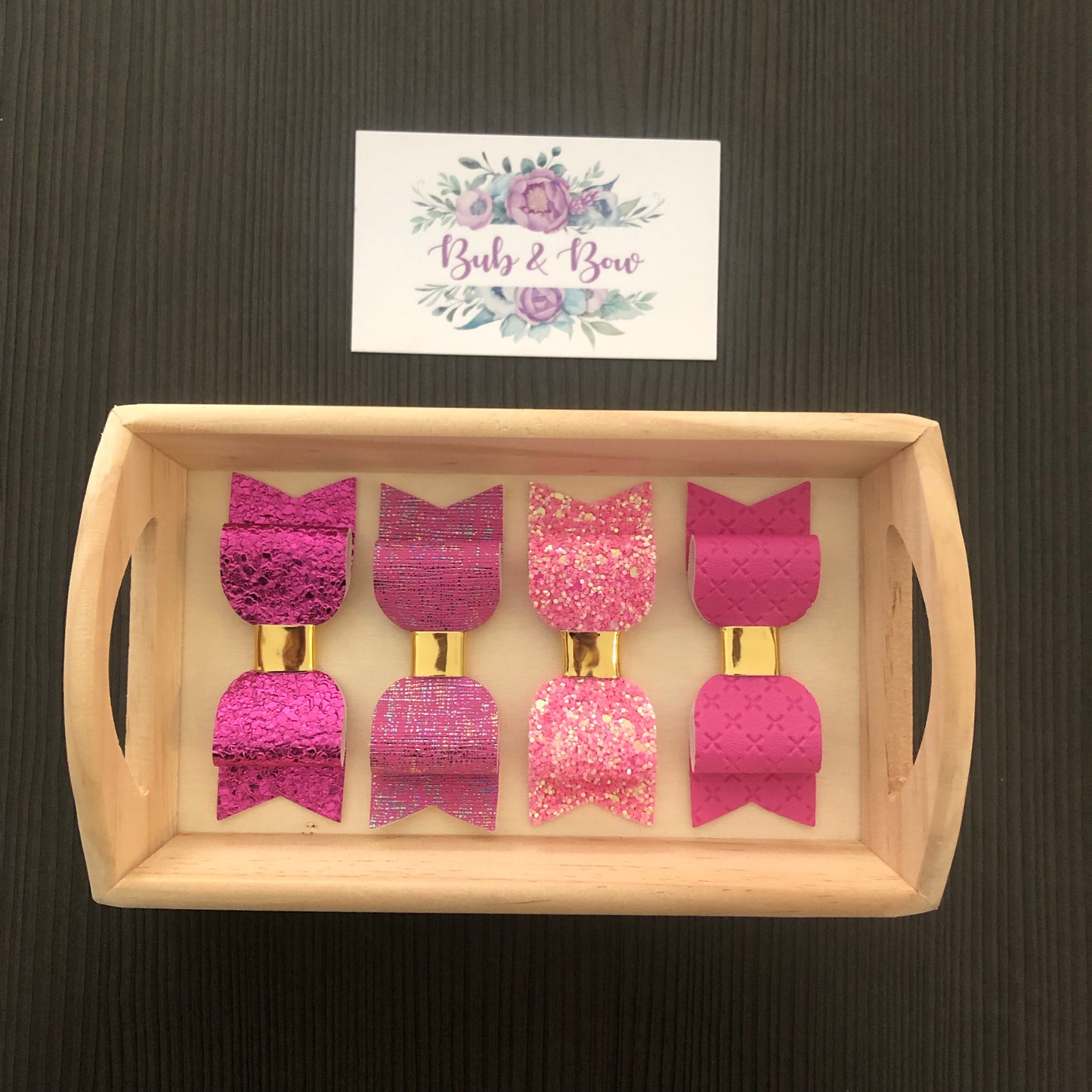 ‘Jenni’ Bow Set (Hot Pinks)