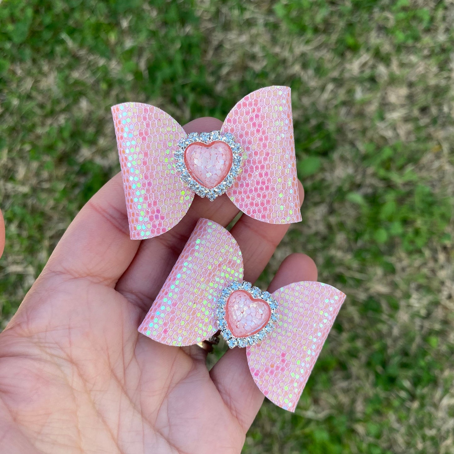 Pink Confetti Heart Piggy Clips