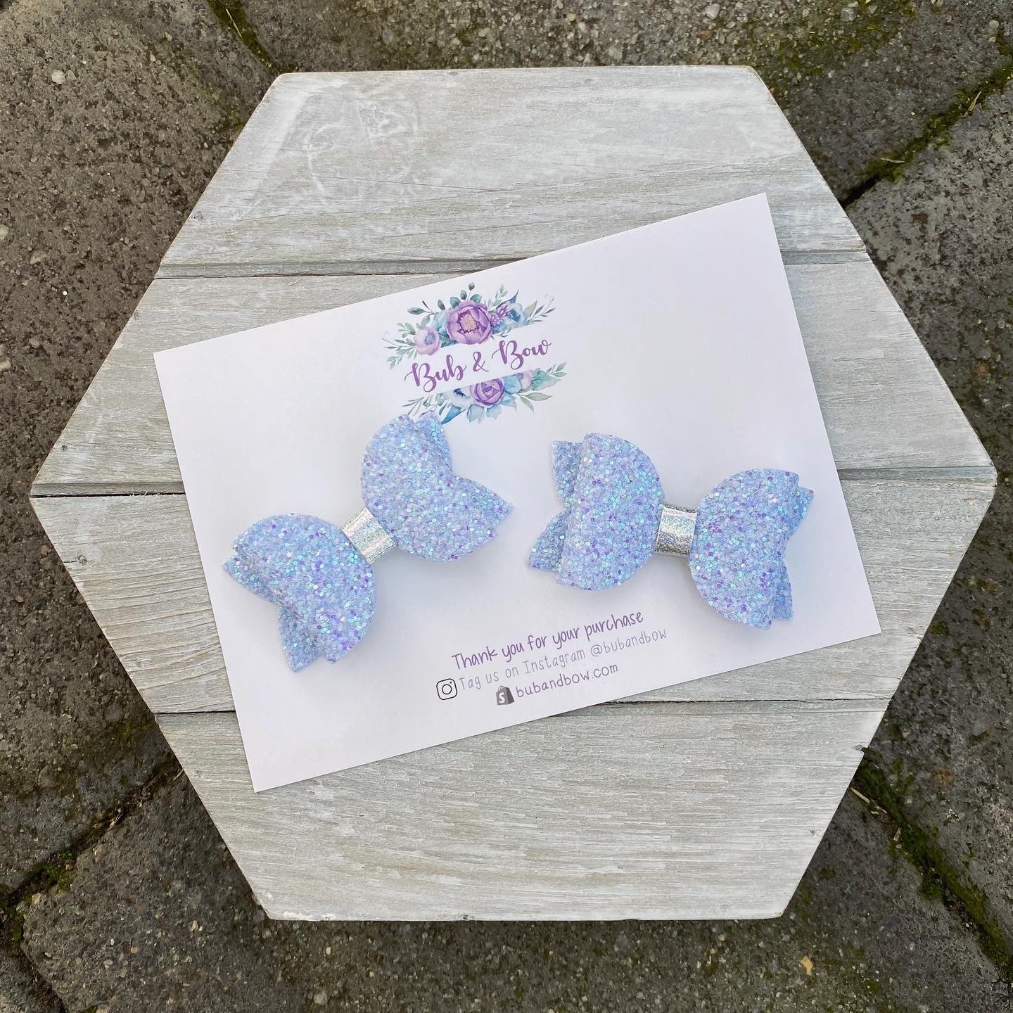Periwinkle Glitter Mini Beauty Bow
