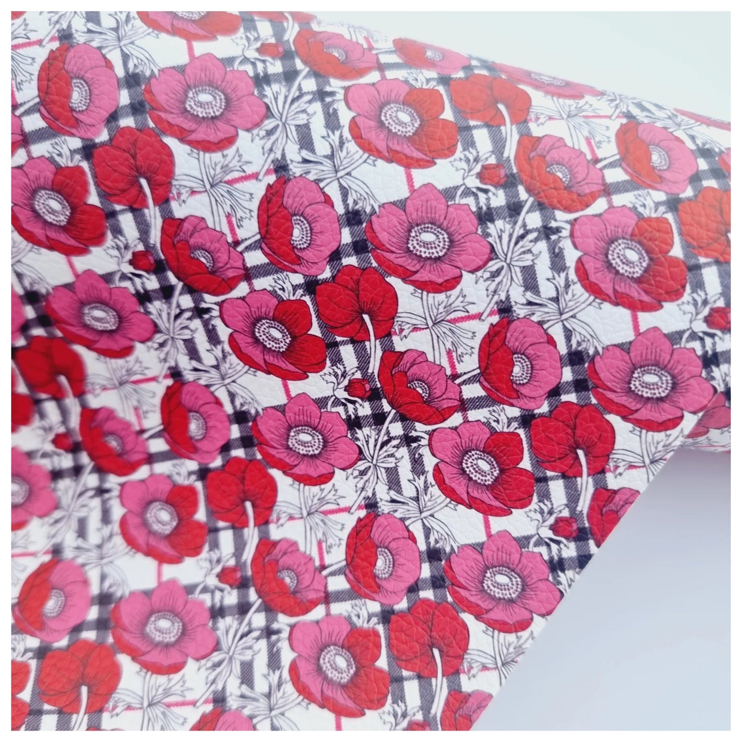 Pretty Poppies Litchi Leather