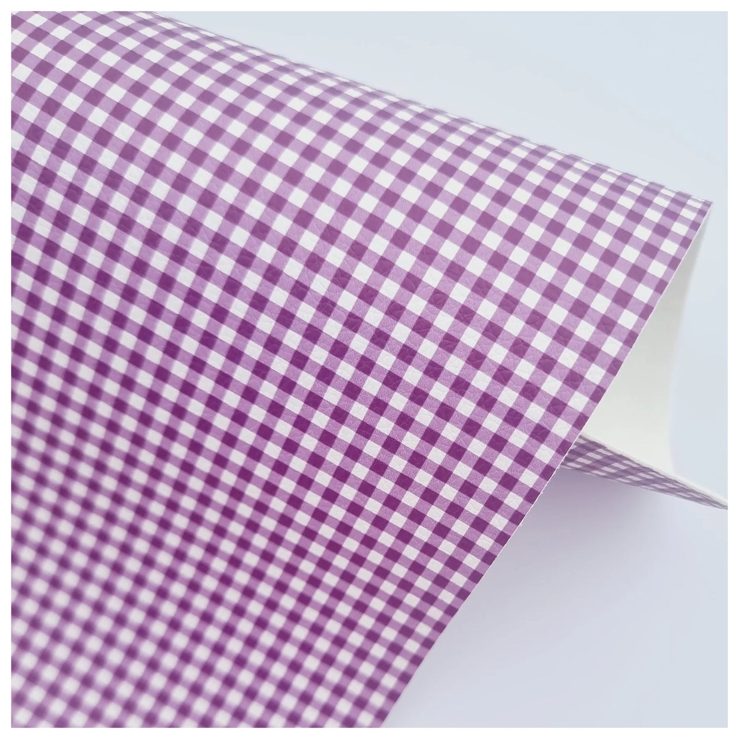 Purple Gingham Litchi Leather