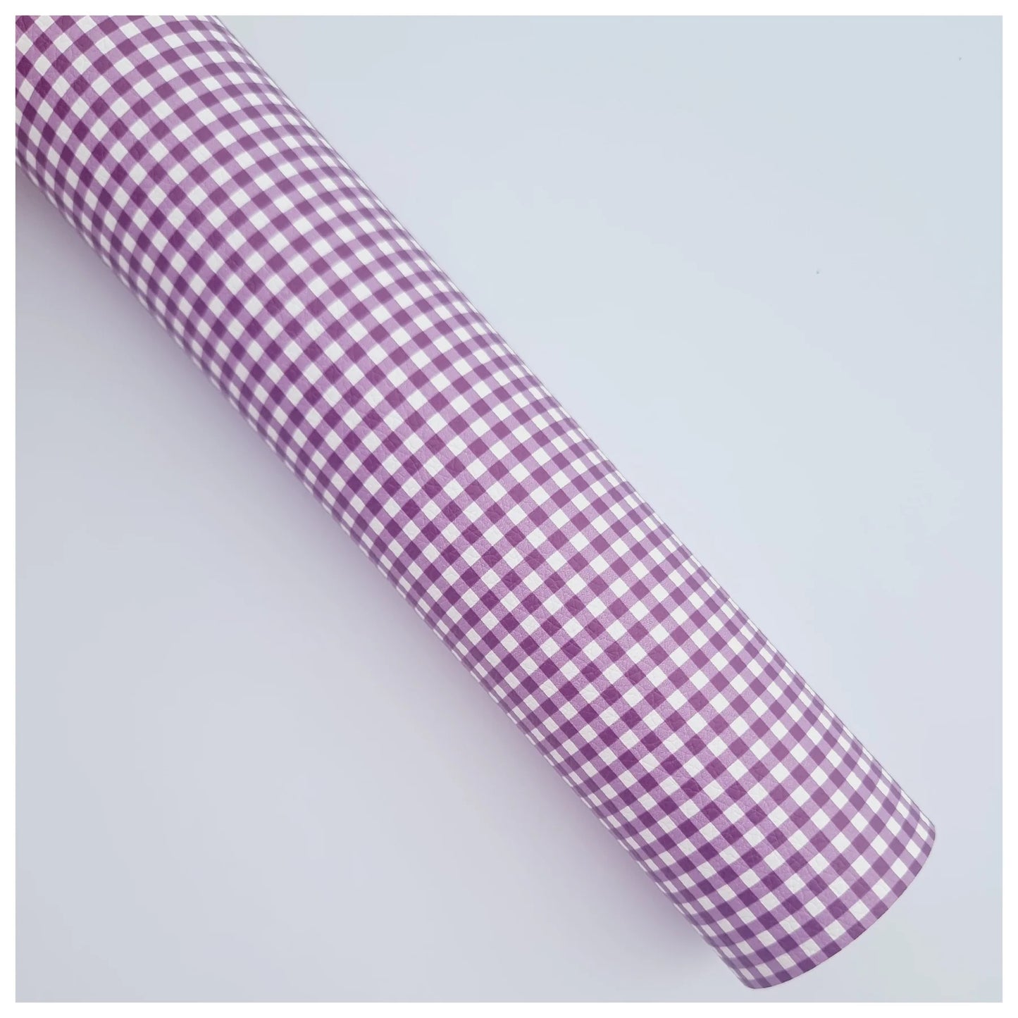 Purple Gingham Litchi Leather