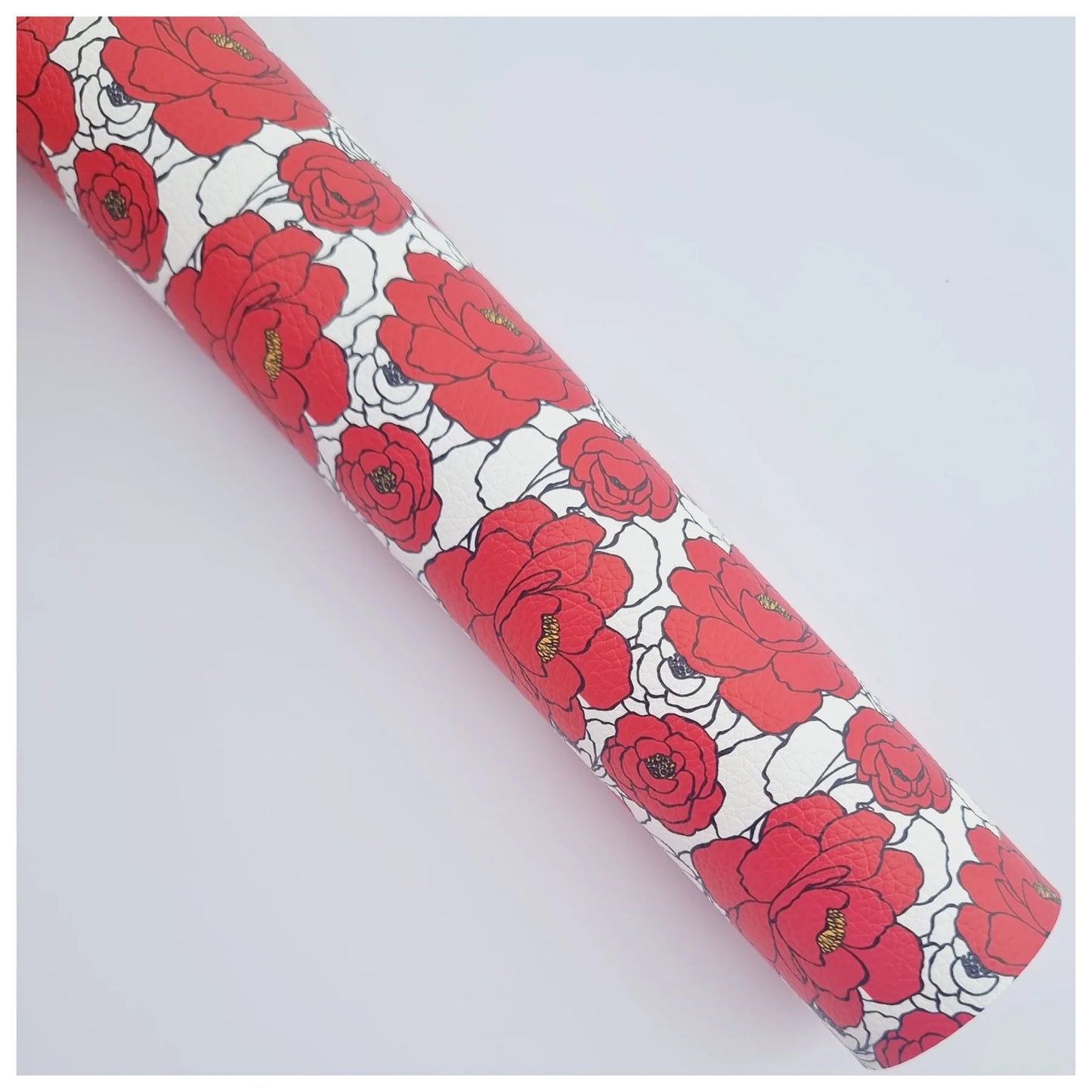 Bold Red Roses Litchi Leather