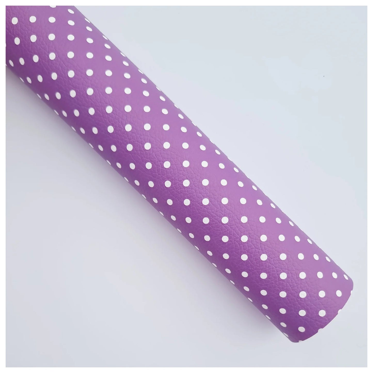 Plum & White Polka Dots Litchi Leather