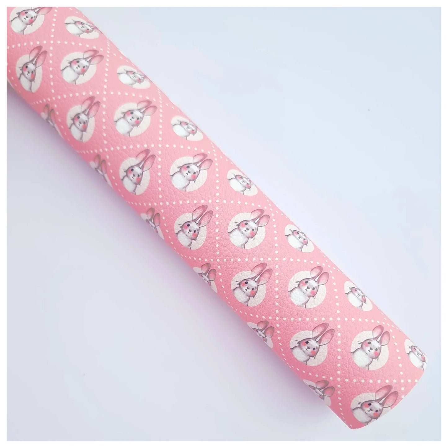 Pink Cameo Bunnies Litchi Leather