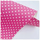 Fuchsia & White Polka Dots Litchi Leather